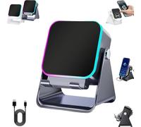 Wireless Induction Audio Bluetooth Speaker,Wireless Induction Bluetooth Speaker with Adjustable Phone Stand, 360° Rotating Design, Multi-Color Light (Black)