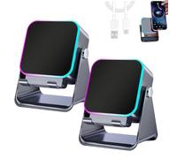 Wireless Induction Audio Speaker Stand, Foldable Phone Bracket Speaker with Ambient Light - Portable & Stylish Stand for Music & Hands-Free Viewing, Perfect for Home & Office Use (Black2)