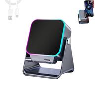 Wireless Induction Audio Speaker Stand, Foldable Phone Bracket Speaker with Ambient Light - Portable & Stylish Stand for Music & Hands-Free Viewing, Perfect for Home & Office Use (Black)