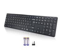 Wireless Keyboard-2.4G USB-A Ultra Slim Quiet Full Size PC Computer Keyboard,19 Multimedia Key,Number Pad,Plug&Play,Lag-Free Ergo,Long Battery life for Tablet,Laptop,Smart TV,MAC,Windows,QWERTY