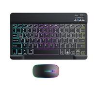 Wireless Keyboard and Mouse Backlit - 7 Colors Keyboard with 2 Light Modes | Slim Portable Computer Keyboards and Mouse Set for School, Office, Business, Games, Home, Laptop, PC Use