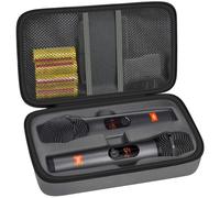 Wireless Microphone Case Compatible with JBL Wireless Two Microphone System/ for JBL PartyBox Wireless Mic, Handheld Dual Mic Travel Bag for Singing or Karaoke for Receiver, Adapter, Batteries-Grey