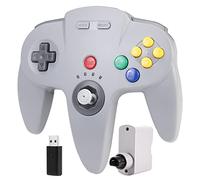 Wireless N64 Switch Online Controller, 2.4 GHz USB & N64 Receiver, Compatible with Windows PC MacOS Raspberry Pi, N64 / Switch 2 Online/NSO - (Rechargeable) (Built-in Rumble) (Plug and Play) Gray