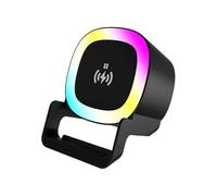 Wireless Night Light Speaker - Compact Music Device | ABS 14,3 × 10,6 × 9,7 cm Size, 382 g Lightweight, 5 W Sound Output, 15 W Wireless Charging, Portable Audio for Travel Bedroom Living Room Kitchen