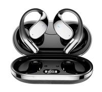 Wireless Open-Ear Earbuds with LED Display, Bone Conduction Headphones, 60hrs HD Stereo Sound, Bluetooth Headphones, Clear Calls, Super Long Voyage, Ipx6 for Sport (Black)