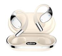 Wireless Open-Ear Earbuds with LED Display, Bone Conduction Headphones, 60hrs HD Stereo Sound, Bluetooth Headphones, Clear Calls, Super Long Voyage, Ipx6 for Sport (Beige)