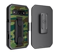 Wireless ProTech Combo de funda y funda compatible con Kyocera DuraForce PRO 3 (E7200), funda protectora y clip para cinturón con correa de mano, soporte y protector de pantalla (camuflaje)