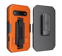 Wireless ProTech Combo de funda y funda compatible con Kyocera DuraForce PRO 3 (E7200), funda protectora y clip para cinturón con correa de mano, soporte y protector de pantalla (naranja)