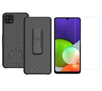 Wireless ProTech Funda compatible con Samsung Galaxy A22 5G. Funda Slim Line con soporte y clip para cinturón, incluye protector de pantalla