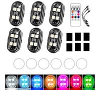 Wireless RGB LED Lights with Remote Control, 8 Colors 10 Flash Modes USB Charging, Anti-Collision Lights Waterproof Emergency Warning Light for Drone Car Motorcycle Bike (6-Light Set)