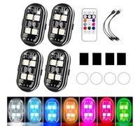 Wireless RGB LED Lights with Remote Control, 8 Colors 10 Flash Modes USB Charging, Anti-Collision Lights Waterproof Emergency Warning Light for Drone Car Motorcycle Bike (4-Light Set)
