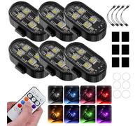 Wireless RGB LED Lights with Remote Control, High Brightness Wireless LED Strobe Light, 8 Colors 10 Flash Modes USB Charging, for Drone Car Motorcycle Bike (6PCS)