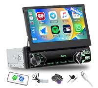 【Wireless】 SIXWIN Radio Coche Bluetooth 1 DIN con Wireless Carplay et Android Auto et Mirrorlink, 7''Retráctil Pantalla Táctil Reproductor Multimedia con FM/USB/Type-C