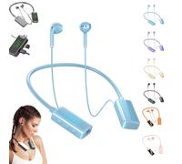 Wireless Sound Card Live Streaming Earphones, Wireless Sound Card Live Broadcasting and Audio Editing Earphones, Waterproof Wireless Neckband Bluetooth Headphones with Display (Blue)