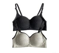 Wireless Women Bra 2-Pack Comfort Daily Wear(Black+Gray XL) | 2-pack value, wireless design, daily comfort, pure color, regular length fit