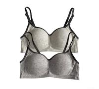 Wireless Women Bra 2-Pack Comfort Daily Wear(Gray+Light Gray M) | 2-pack value, wireless design, daily comfort, pure color, regular length fit