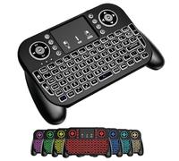 WirelessFinest Mini teclado Bluetooth + 2.4GHz RF retroiluminado de 7 | Panel táctil integrado, recargable, funciona con Smart TV, Fire Stick, PC, HTPC, Raspberry Pi y dispositivos multimedia