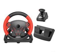 WirelessRacing Rueda y pedales para PS4 con pedal sensible, control de lanzamiento de doble embrague y cubierta de rueda (rojo)