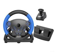 WirelessRacing Rueda y pedales para PS4 con pedal sensible, control de lanzamiento de doble embrague y cubierta de rueda (azul)