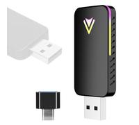 WirelTransmissAdapter Dongle 2 en 1 para coche con cable a WirelTransmissModule AutoMobile-Phone Link Box USB-A/USB-C Plug & Play con luz ambiental