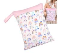 wiroouia Bolsa húmeda y seca | 2 bolsillos con cremallera impermeable organizador de bolsa de pañales | Bolsas organizadoras portátiles reutilizables lavables para ropa sucia y trajes de baño mojados,