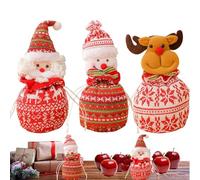wiroouia Bolsas de Navidad con cordón - Muñeco de nieve con cordón para muñecas, decoración, muñeco de nieve de Papá Noel, ciervo, muñeca bolsa de almacenamiento para dulces, juguetes, estatua pequeña