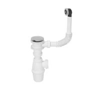 Wirquin 30723101 - Juego completo de desagüe para lavabo con válvula de acero inoxidable y desbordamiento, color blanco