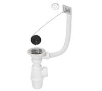 Wirquin 30724013 - Kit de desagüe para fregadero (1 bandeja, 60 con tapones, sifón y desbordamiento, color blanco