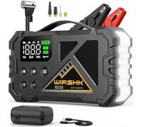 WIRSHK Arrancador de Coche 8000A con Compresor de Aire 160PSI, Booster 12V para Gasolina 8.0L y Diésel 10L,Pantalla LCD Multifunción con Visualización Precisa, LED