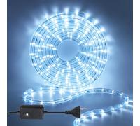 Wisada 11M LED Tubo de Luz, 8 Modalidades，220V Exterior e Interior Tira de Luz Flexible, Blanco Frío, Para Decoración e Iluminación de Halloween, Boda, Fiesta, Navidad