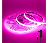 Wisada 12V COB LED Tira de Neón [10m,Rosa]，288 LEDs/m Tira LED FCOB Cortable CRI85+，IP68 Impermeable Flexible，Hogar/tienda de iluminación decorativa