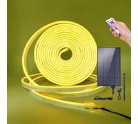 Wisada 12V Outdoor Solar LED Strip Lights Neon 120 LEDs/M,2835 Waterproof ip67 Flexible Neon LED Strip with 12 Button Remote Control Plug in Solar Controller for Outdoor Yard Decoration