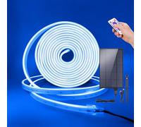 Wisada 12V Outdoor Solar LED Strip Lights Neon 120 LEDs/M,2835 Waterproof ip67 Flexible Neon LED Strip with 12 Button Remote Control Plug in Solar Controller for Outdoor Yard Decoration