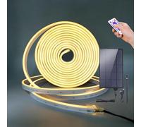 Wisada 12V Outdoor Solar LED Strip Lights Neon 120 LEDs/M,2835 Waterproof ip67 Flexible Neon LED Strip with 12 Button Remote Control Plug in Solar Controller for Outdoor Yard Decoration