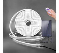 Wisada 12V Outdoor Solar LED Strip Lights Neon 120 LEDs/M,2835 Waterproof ip67 Flexible Neon LED Strip with 12 Button Remote Control Plug in Solar Controller for Outdoor Yard Decoration