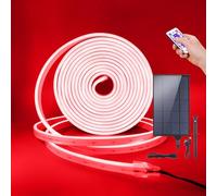 Wisada 12V Outdoor Solar LED Strip Lights Neon 120 LEDs/M,2835 Waterproof ip67 Flexible Neon LED Strip with 12 Button Remote Control Plug in Solar Controller for Outdoor Yard Decoration