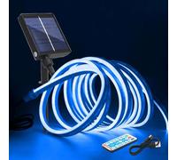 Wisada 12V Solar Cob Tira de led con Controlador de panel solar, SMD 2835 120 Leds/m Neón Tira de Luz, Solar Flexible IP67 Impermeable Tira de Luz de Neón de Silicona para Decoración Exterior