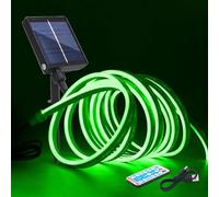 Wisada 12V Solar Cob Tira de led con Controlador de panel solar, SMD 2835 120 Leds/m Neón Tira de Luz, Solar Flexible IP67 Impermeable Tira de Luz de Neón de Silicona para Decoración Exterior