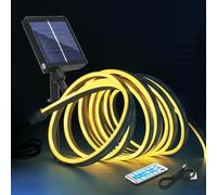 Wisada 12V Solar Cob Tira de led con Controlador de panel solar, SMD 2835 120 Leds/m Neón Tira de Luz, Solar Flexible IP67 Impermeable Tira de Luz de Neón de Silicona para Decoración Exterior