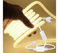 Wisada 220V COB LED Neón Tira Con on/off [1m,Blanco Natural 4000-4500K],270 grados luminosos,288 LEDs/m Tira LED FCOB recortable CRI85+,IP65 Estanco Flexible,Hogar/Tienda de iluminación decorativa