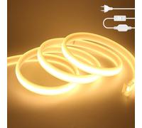 Wisada 220V COB LED Tira de Luces [12M, Blanco Cálido 3000-3500K]，288 LEDs/m Cortable Silicona FCOB LED Neón Tira CRI85+，IP68 Impermeable Flexible，Hogar/Tienda de Iluminación Decorativa