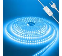 Wisada 220V Tira LED con On/Off [2m,Azul Hielo],IP65 Estanco Flexible,Tira de Luz LED Recortable CRI85+,Iluminación decorativa hogar/tienda