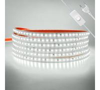 Wisada 220V Tira LED con On/Off [3m,Blanco 6000-6500K],IP65 Estanco Flexible,Tira de Luz LED Recortable CRI85+,Iluminación decorativa hogar/tienda