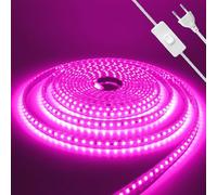 Wisada 220V Tira LED con On/Off [4m,Rosa],IP65 Estanco Flexible,Tira de Luz LED Recortable CRI85+,Iluminación decorativa hogar/tienda