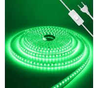 Wisada 220V Tira LED con On/Off [4m,Verde],IP65 Estanco Flexible,Tira de Luz LED Recortable CRI85+,Iluminación decorativa hogar/tienda