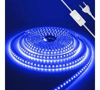 Wisada 220V Tira LED con On/Off [5m,Azul],IP65 Estanco Flexible,Tira de Luz LED Recortable CRI85+,Iluminación decorativa hogar/tienda