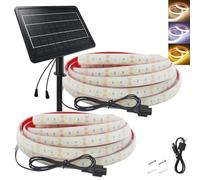 Wisada 24V 7200mAH Tira LED Solar [6M, Blanco cálido 3000-3500K], 240 LEDs/m Tira LED de jardín de silicona solar, flexible e impermeable IP68, 8 modos, iluminación decorativa para el hogar