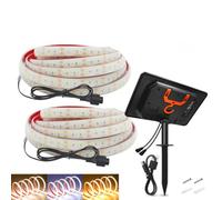 Wisada 24V 7200mAH Tira LED Solar [8M, Blanco cálido 3000-3500K], 240 LEDs/m Tira LED de jardín de silicona solar, flexible e impermeable IP68, 8 modos, iluminación decorativa para el hogar