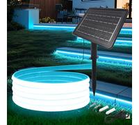 Wisada 24V COB LED tira de neón [10m, Ice Blue], 2400MAH controlador de panel solar, 8 modos, IP68 a prueba de agua flexible FCOB LED tira de neón para el dormitorio Jardín Pasillo Decoración