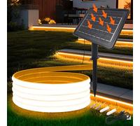 Wisada 24V COB LED Tira Solar [10m, Amarillo], 7200MAH Panel Solar Controlador, 8 Modos, IP68 Impermeable Flexible FCOB LED Neón Tira para Dormitorio Jardín Pasillo Decoración